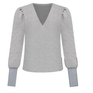 White House Black Market grey v-neck puff-sleeve sweatshirt - small